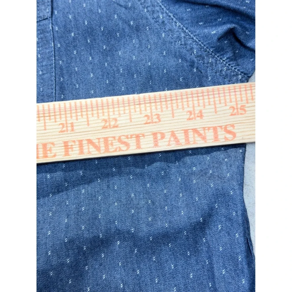 Levi's Button Down Cayman's Mens Shirt XXL‎ Blue Polka Dot Short Sleeve Denim